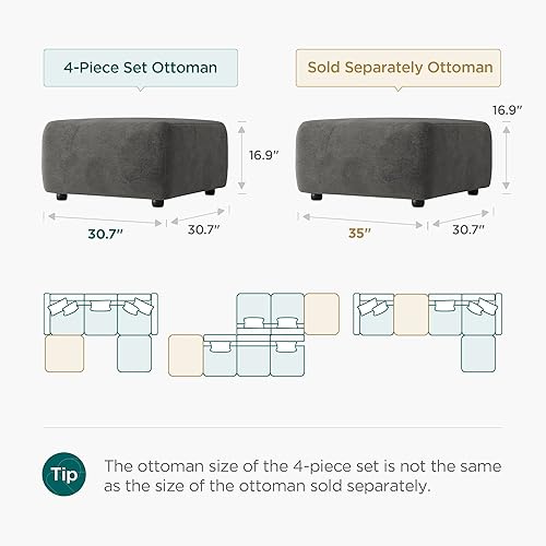 Miniatura 9 de Acanva Luxury L-Shaped Upholstery Convertible Modular Sectional Sofa, Contemporary Reversible Couch with Chaise Lounge for Living Room, Apartment,