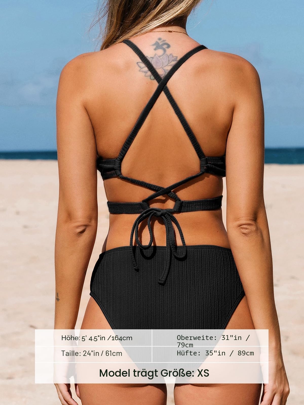 CUPSHE Damen Bikini Set V Ausschnitt Schlitz Lace Up Mid Waist Texturierte Bademode Zweiteiliger Badeanzug Swimsuit