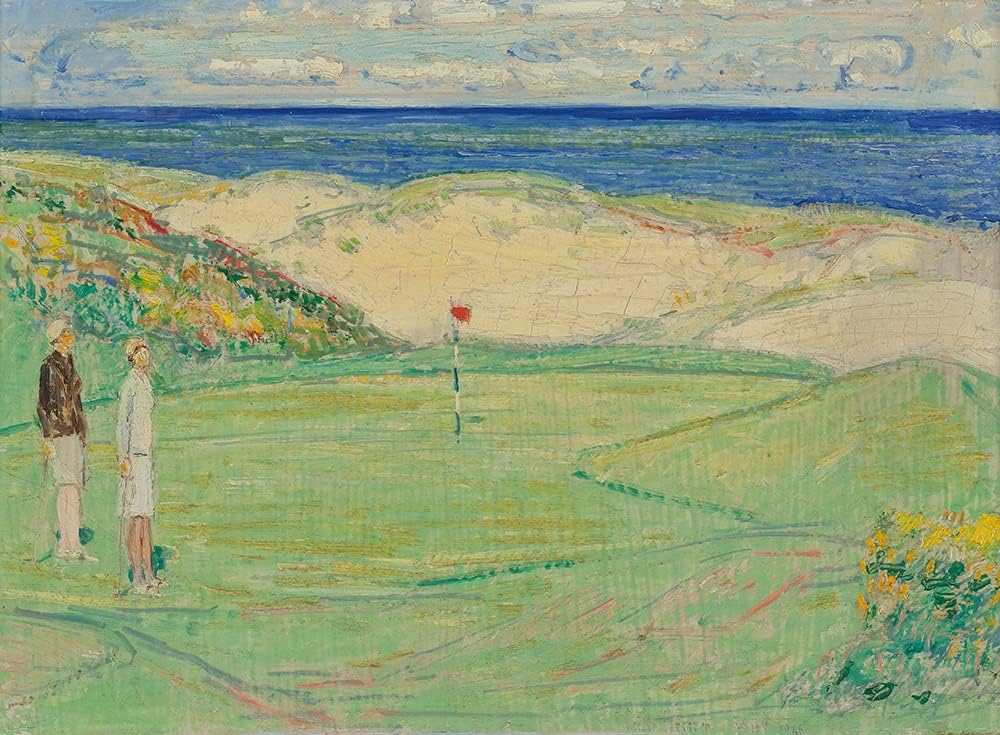 ArtDirect Childe Hassam 18x14 Gold Ornate Frame and Double Matted Museum Art Print Titled - East Course, Maidstone Club (1926)