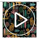 Leopard Palm Leaves Shower Curtain - Tropical Jungle Boho Style Bathroom Decor With Hooks - View #10