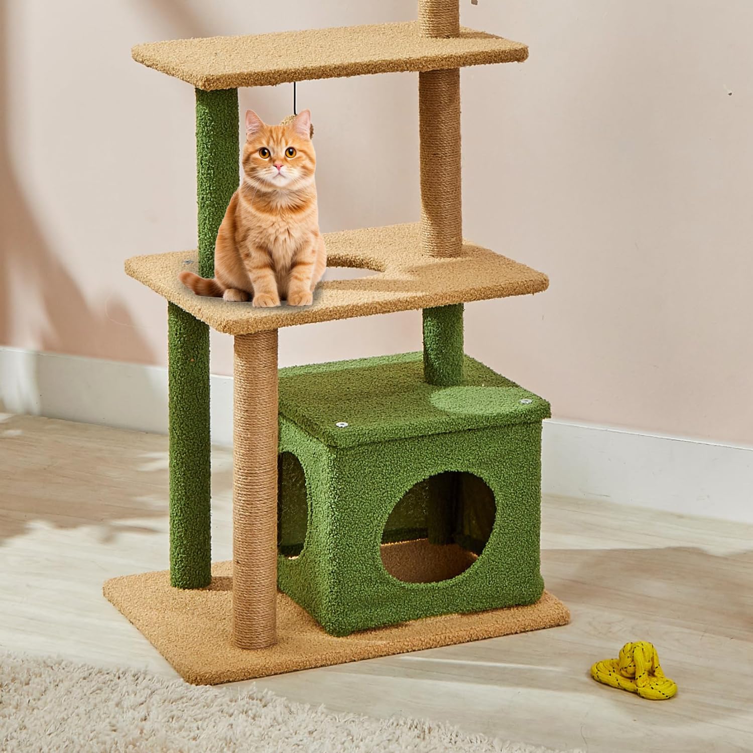 Amazon Basics Premium Imported Garden Theme Cat Tree | XL | with Cat Home, Jumping Platform, Scratching Posts and Tree Leaves 3
