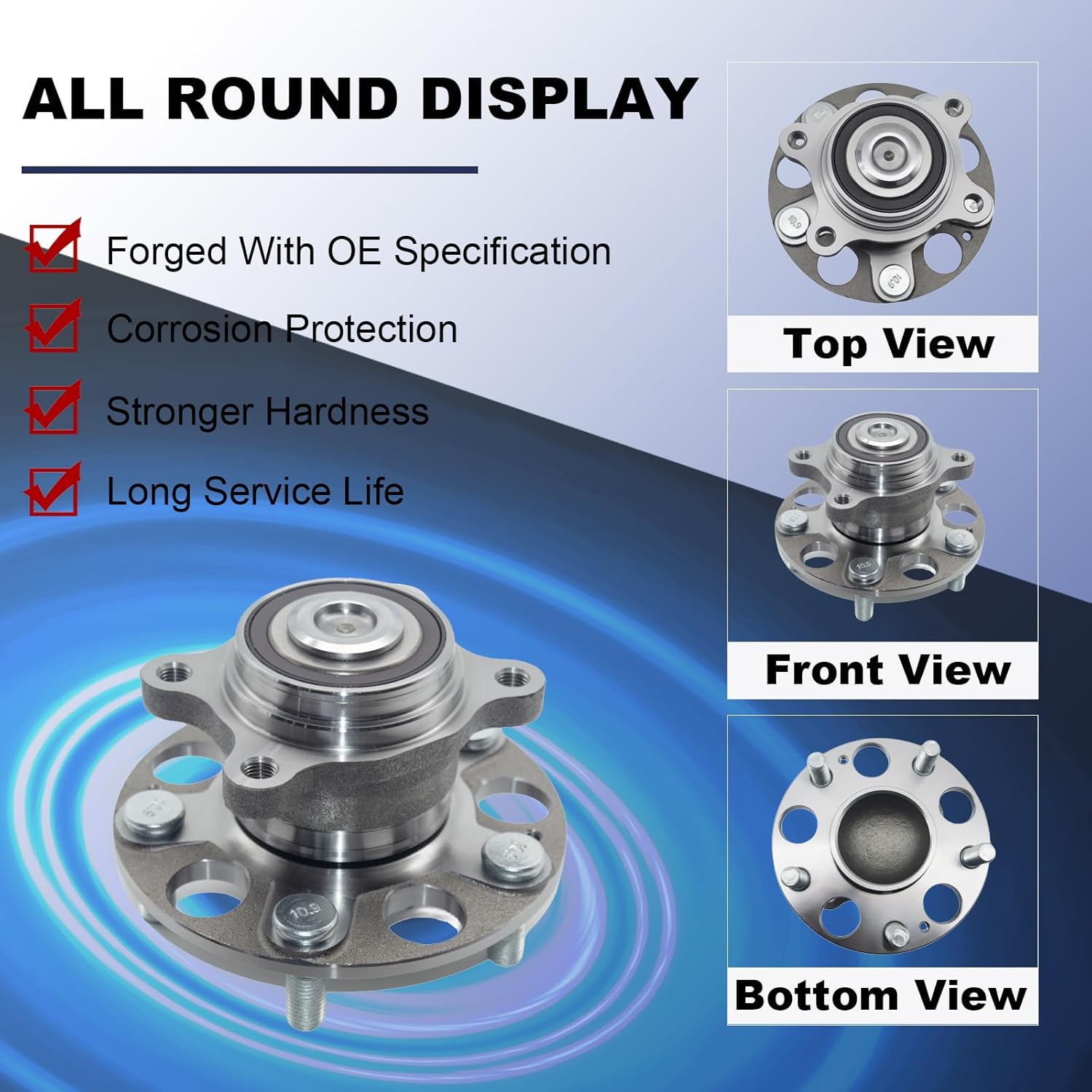 512256 Rear Wheel Bearing and Hub Assembly Compatible with 2006-2011 Honda Civic (Rear EX,Si), 2009-2010 Honda Civic (Rear EX, EX-L,Si), 2006-2011 Acura CSX (Rear)