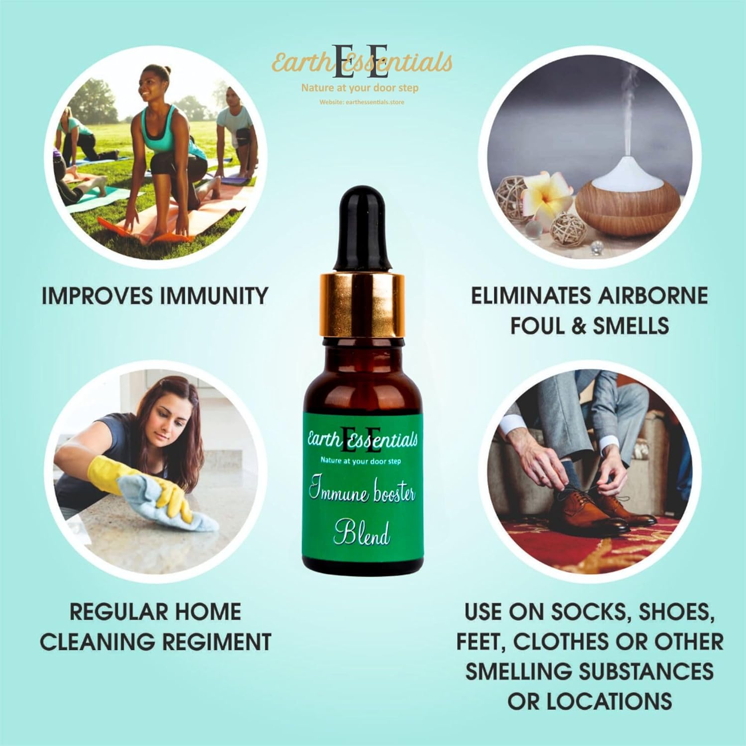 Earth Essentials Immune Oils BlendsNatural Riches Guards Essential Oil Blend for Health Shield Aromatherapy with Clove Cinnamon Lemon Rosemary Eucalyptus Oil Helps with boosting the immune system 15 ml 3 71FfPFDO81L. SL1500