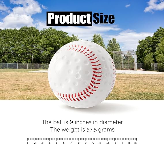 Baseballs 12 Pack Dimpled Baseballs, 9-Inch Pitching Machine Balls for Hand-Eye Coordination, Hitting and Fielding Practice