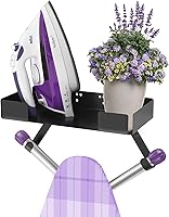 Vista 9 de JUYSON - Soporte para tabla de planchar, juego de plancha y tabla montado en la pared para guardar en la lavandería (negro)