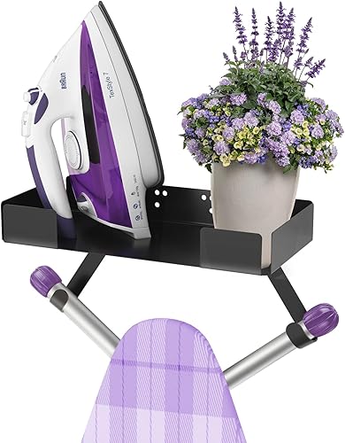 Miniatura 9 de JUYSON Soporte para tabla de planchar para montaje en pared, colgador de almacenamiento para tabla de planchar para lavanderías, juego de plancha y