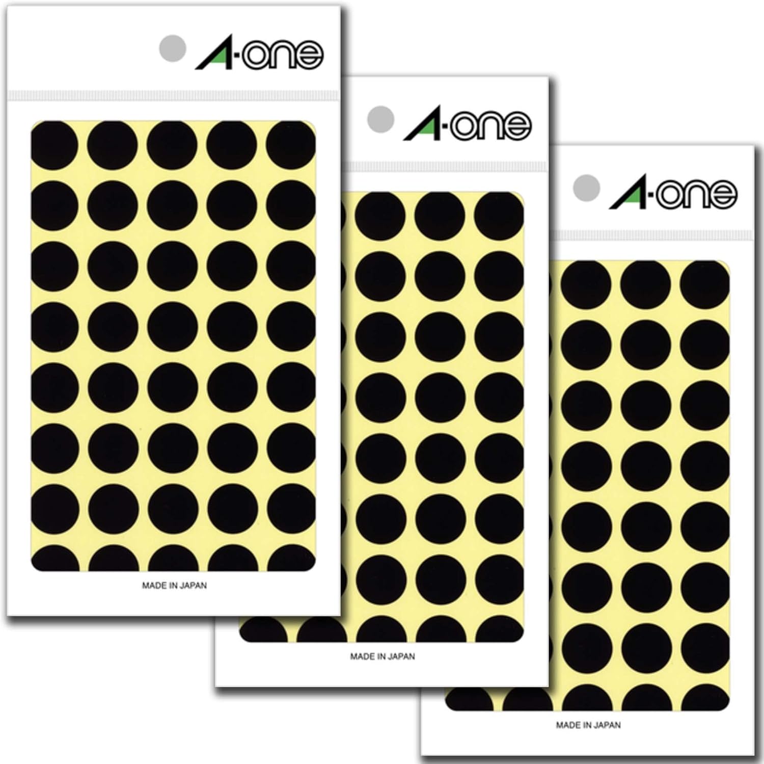 A-One 07029-3P Color_Name Labels, Black, Round, 0.6 inches (15 mm), 14 Sheets, Set of 3