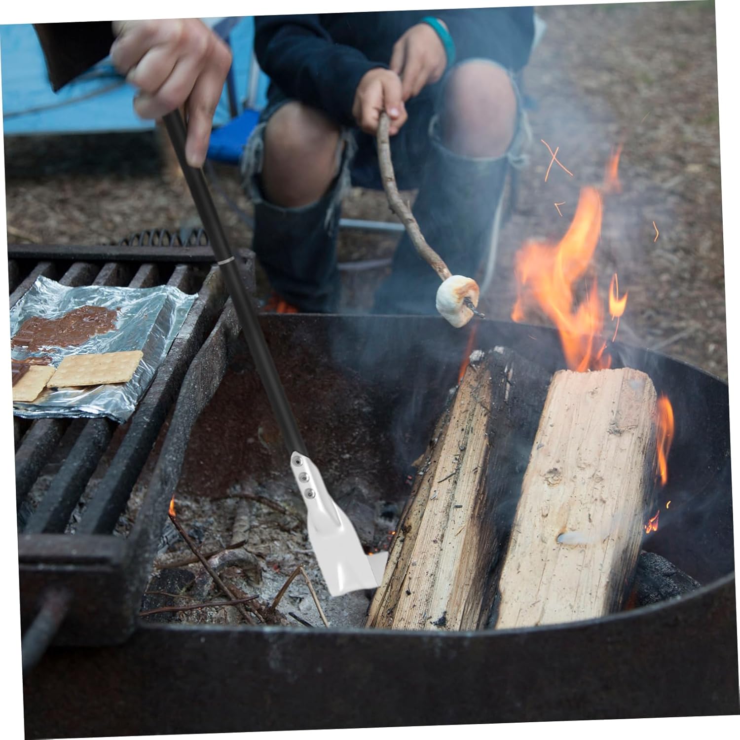 CHILDWEET Ergonomic Handle BBQ Ash Scraper Stove Oven Ash Cleaning Tool Fireplace Cleaning Supply