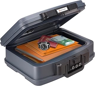 zertifizierte Dokumentenkassette 2125N, A4 - wasserdichte & feuerfeste Dokumentenbox mit Zahlenschloss, für Wertgegenstände & Dokumente, tragbarer Safe mit Griff – H 16,5 x B 44 x T 36,8 cm