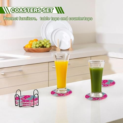 Miniatura 7 de Drink Coasters Set Set with Holder 6 Pack Drink Coasters for Home Aesthetic Coasters for Desk Porta Vasos para Mesas Fruits Slices