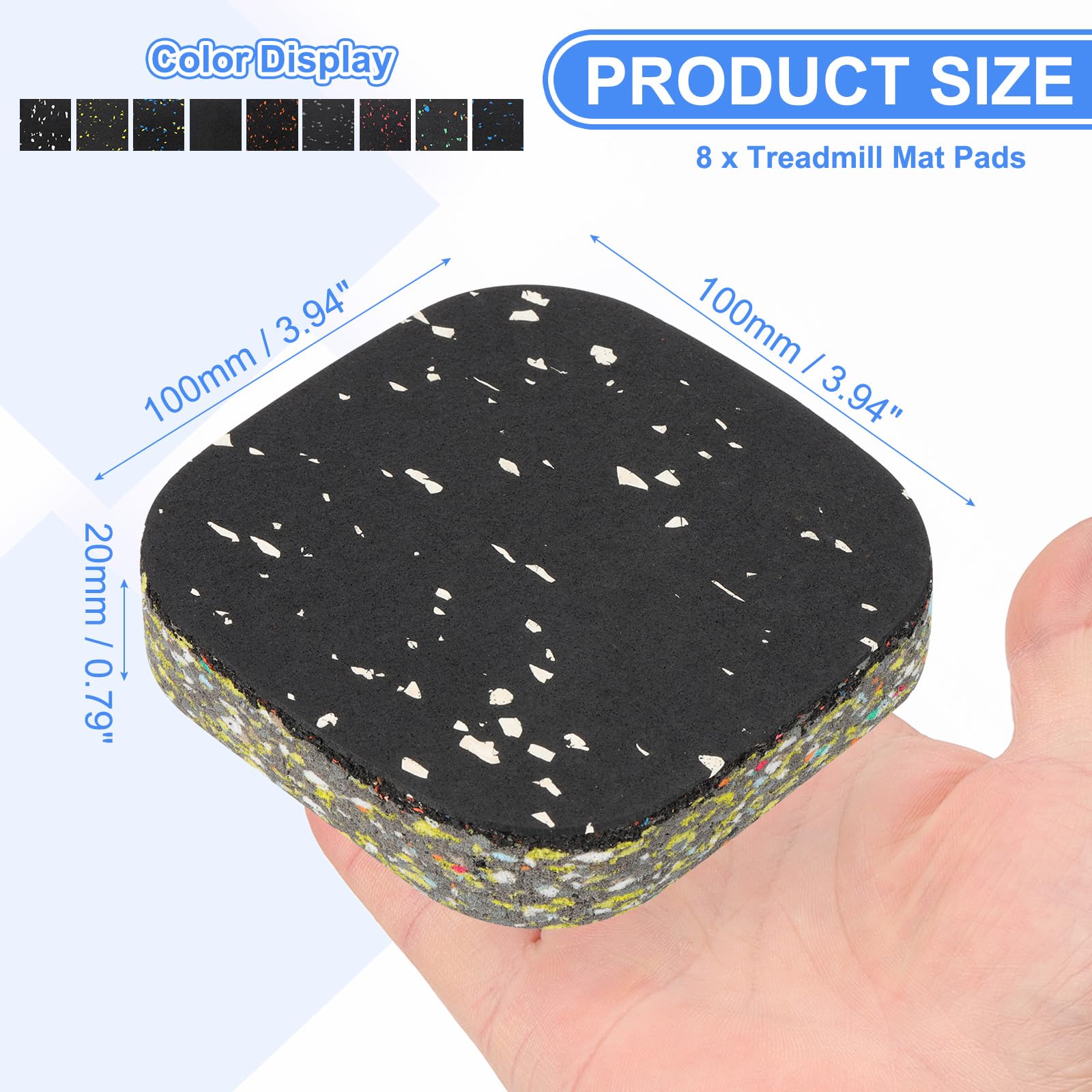 PATIKIL 8 Pcs Tappetini Per Tapis Roulant, 4x4x0.8" Schiuma Ad Alta Densità Antivibrante Tappetino Fonoassorbente Per Pavimento Tappetino Per Attrezzature Sportive Per Proteggere, Bianco