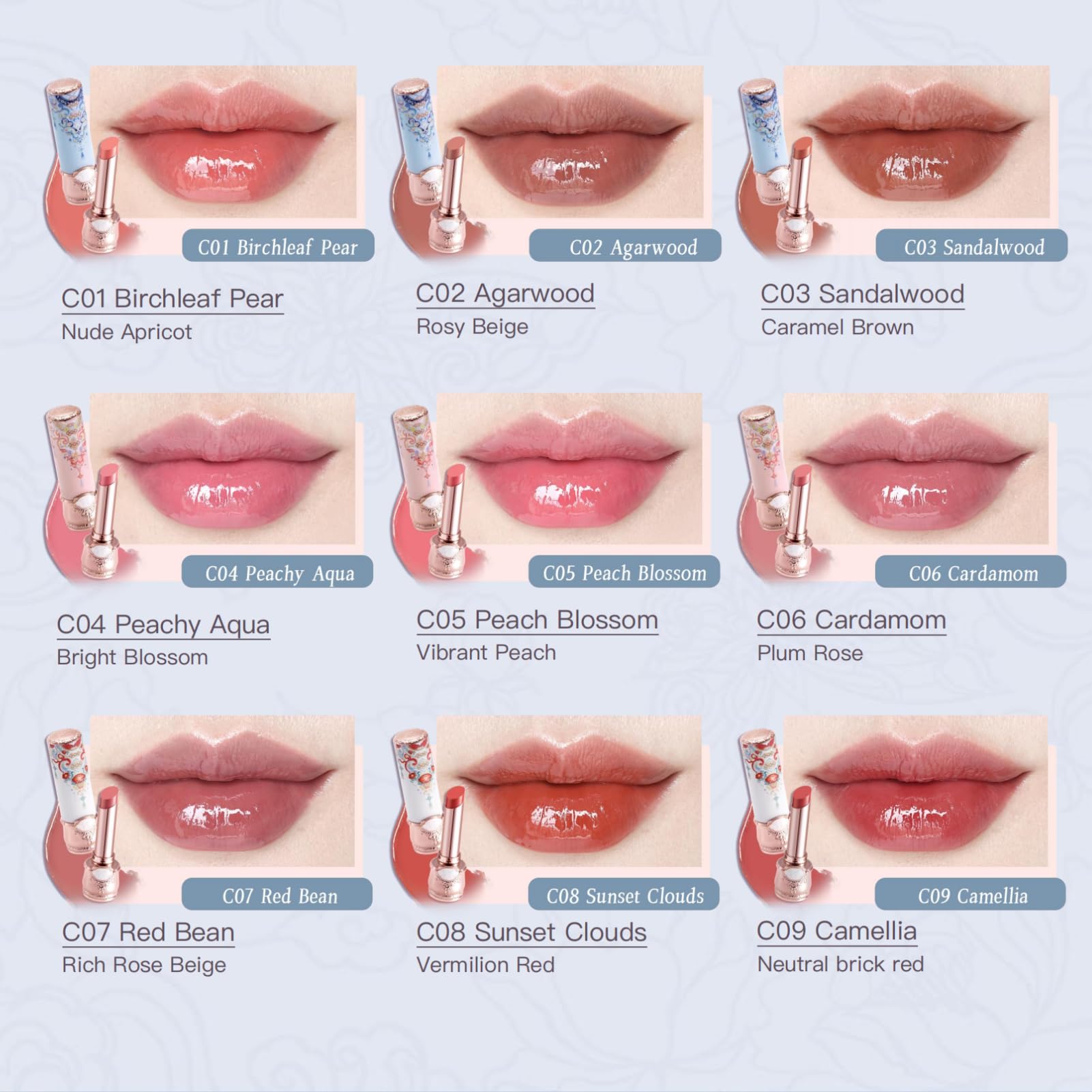 Flower Knows Butterfly Cloud Collar Glossy Lipstick,Hydrating Solid Lip Gloss,Moisturizing Pink Tinted Lip Balm,Long Lasting Lip Gloss in Balm for Girls&Women,(C04 Peachy Aqua) : Beauty & Personal Care