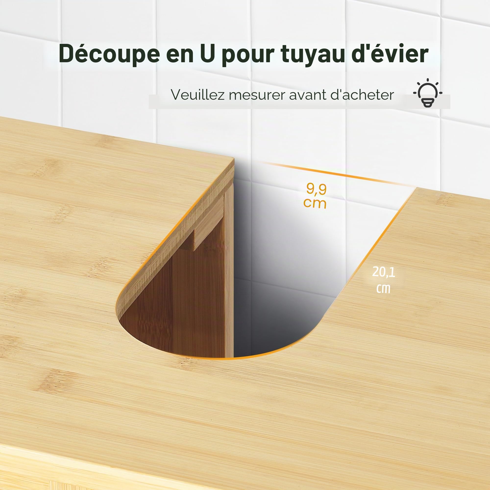 SogesPower Meuble de Lavabo en Bambou avec Portes et Étagères, Meuble Bas pour Lavabo, Meuble de Rangement de Salle de Bain