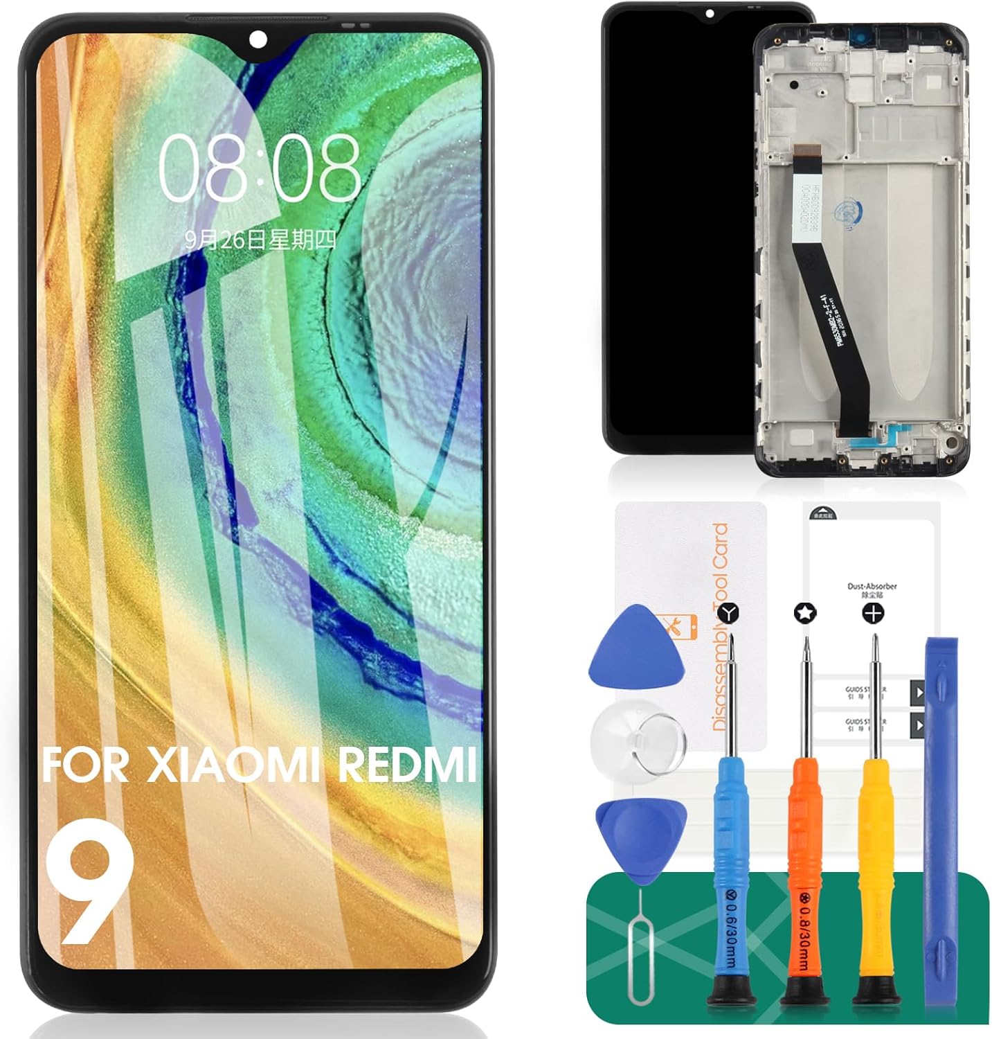 for Xiaomi Redmi 9 Screen Replacement for Xiaomi Redmi 9 LCD Display for Xiaomi Redmi 9 Touch Screen Digitizer Assembly Replacement with Frame M2004J19G M2004J19C