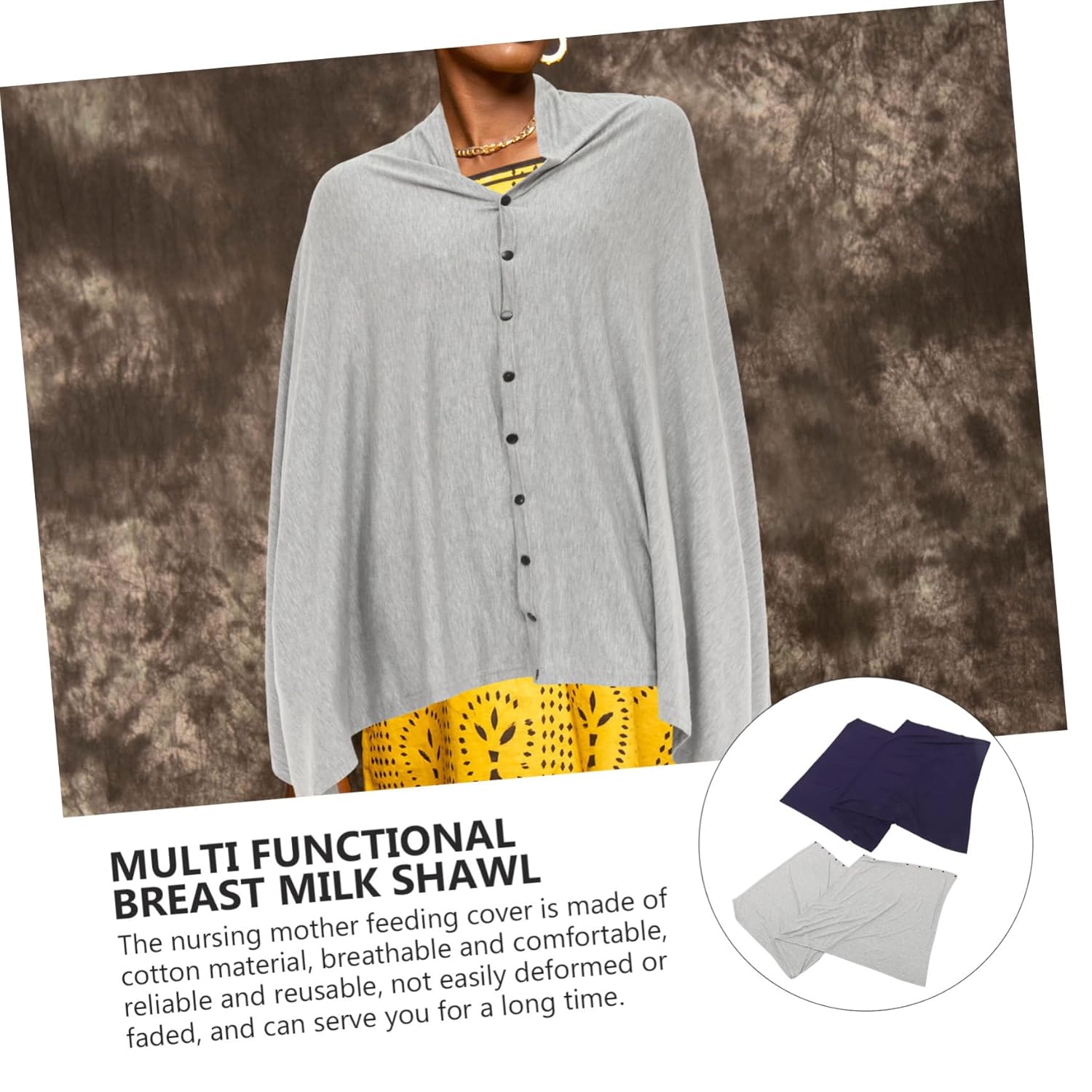 MERRYHAPY 2pcs Multi-Function Nursing Cover for Breastfeeding Soft Feeding Shawl Versatile Privacy Blanket Lightweight Breastfeeding Wrap Solid Grey