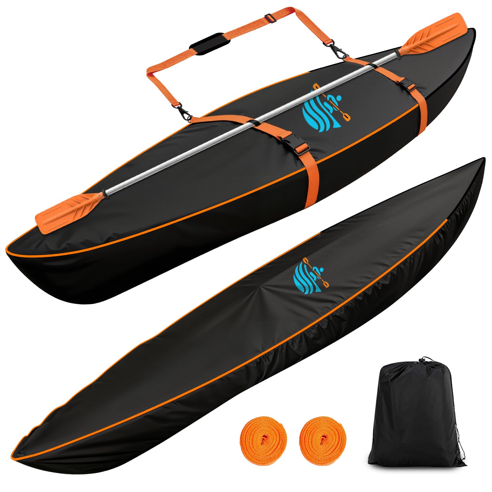 Photo 1 of Kayak Cover 600D Canoe Cover for Outdoor Storage Heavy Duty & Waterproof, Fade-Resistant, Fits Paddle Board, SUP, Canoe, and Kayak Boat (Fit 10 ft- 12 ft Kayak Full)
