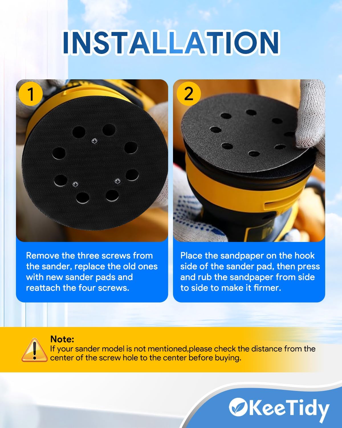 Sander Pad for Dewalt, 5" 8 Hole Hook and Loop Orbital Sander Replacement Pads Compatible with DeWalt DW423, D26451 D26453 D26456 and for BO5010 BO5030/K BO5031/K BO5041/K