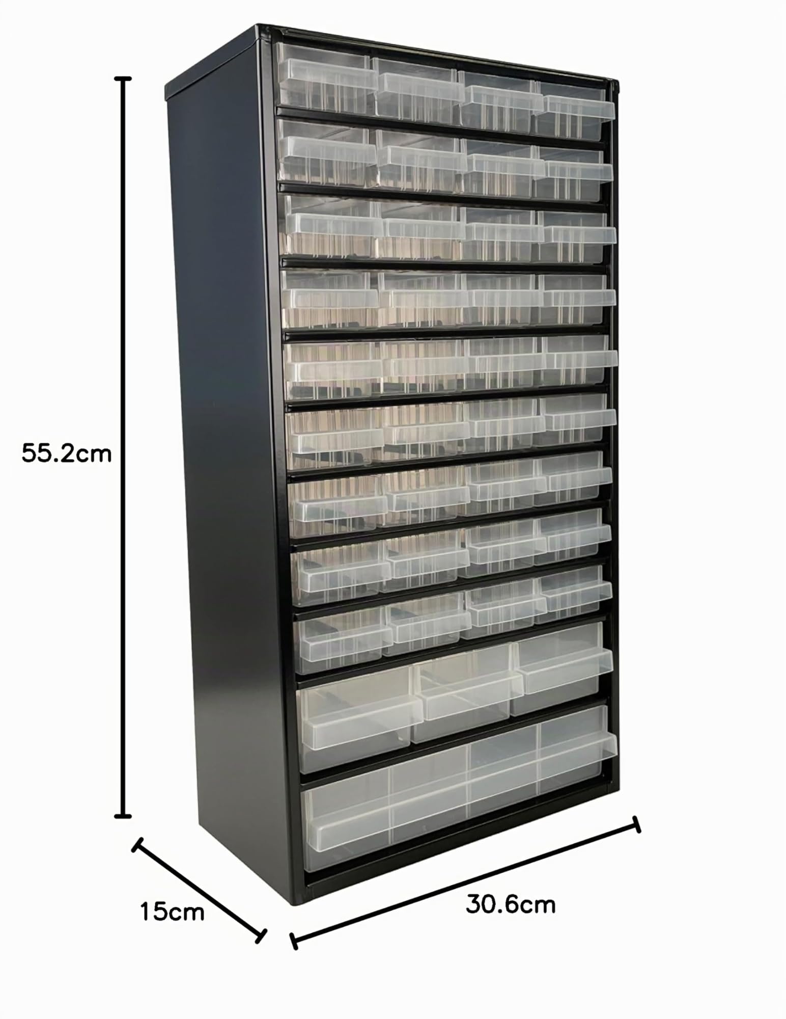 Raaco C12-40, Organizador de Tornillos con 40 Cajones, Capacidad 36 kg, 15 x 30,6 x 55,2 cm, Acero Recubierto, Apto para Montaje en Pared, Clasificador de Tornillos y Pequeñas Piezas para Taller