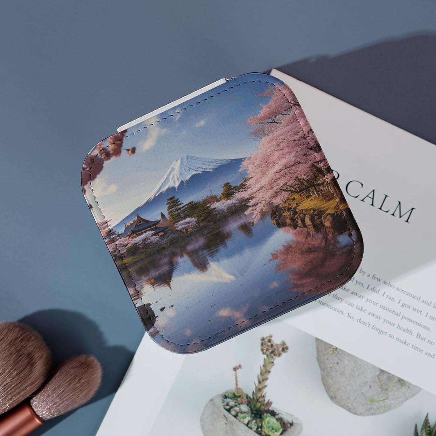Mount Fuji Cherry Blossom Trees Jewelry Box for Women Custom Travel Jewelry Case Personalized Travel Jewelry Boxes Small Portable Jewelry Organizer Box for Rings Necklaces Bracelets Earring image 4