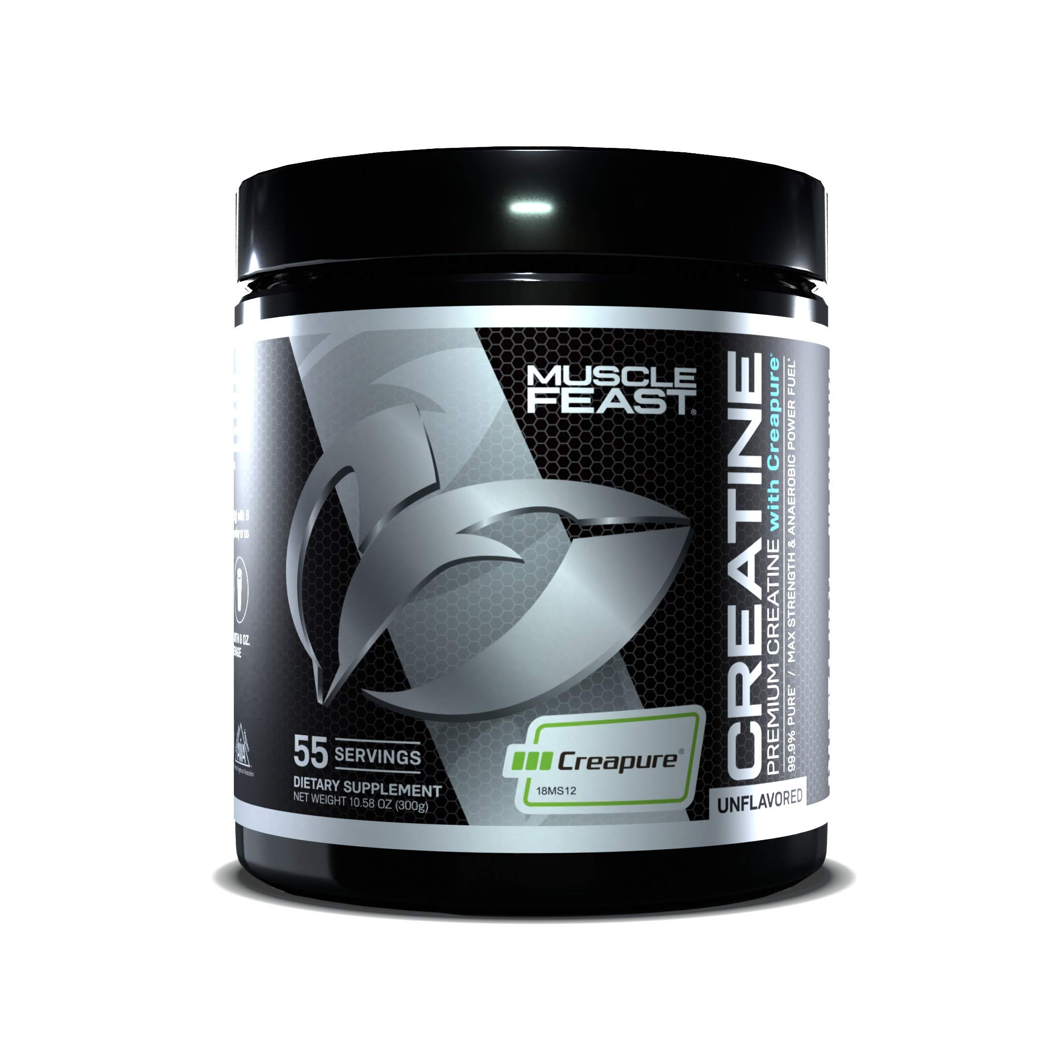 Muscle Feast Creapure Creatine Monohydrate Powder, Vegan Keto Gluten-Free, Unflavored, 300g