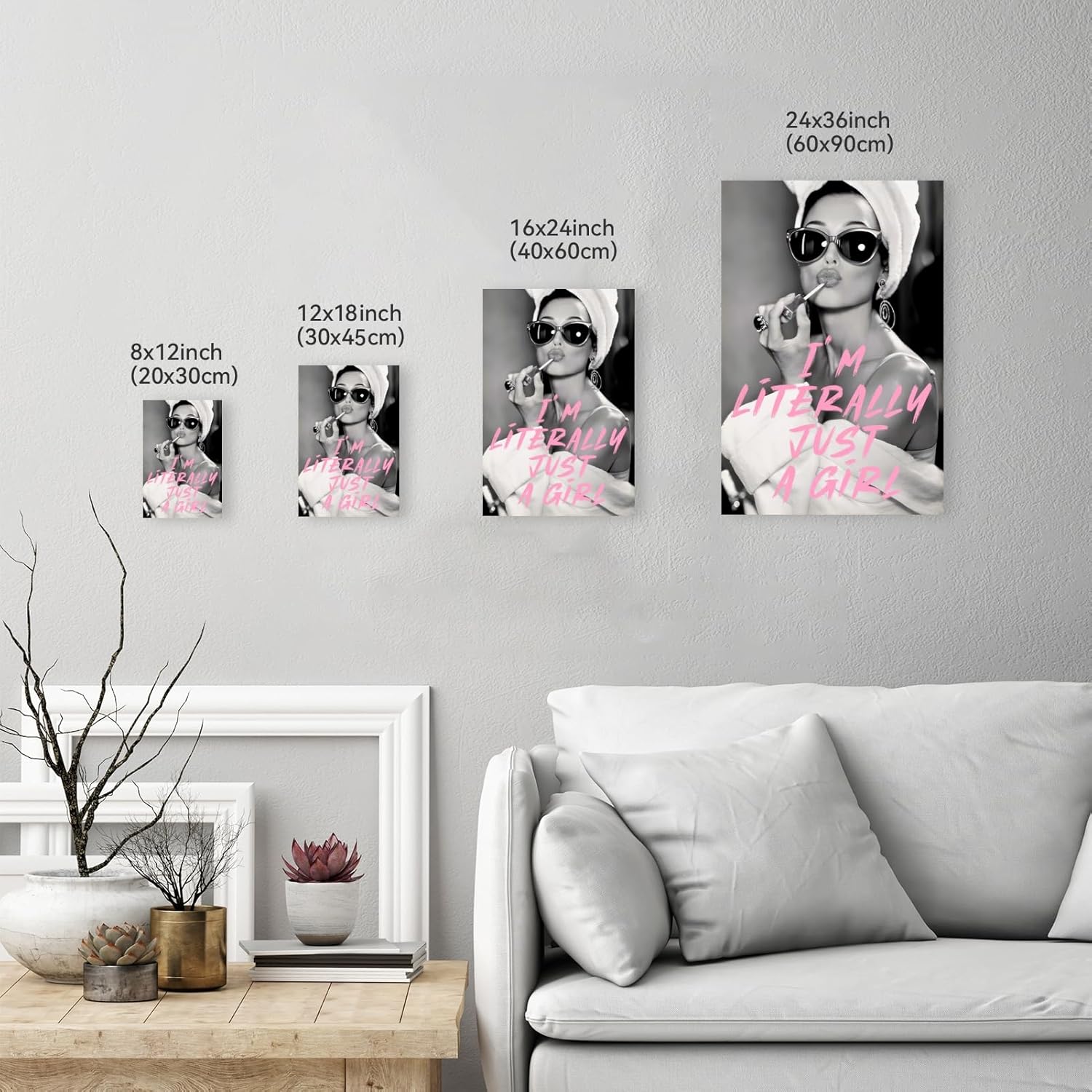 Funky Pink Wall Art Set of 3 Retro Glam Posters Surreal Kiss Lips High Heel Disco Ball Newspaper Woman Print Trendy Girl Quote Feminist Canvas Decor for Girly Bedroom Bar 24x36inch Unframed