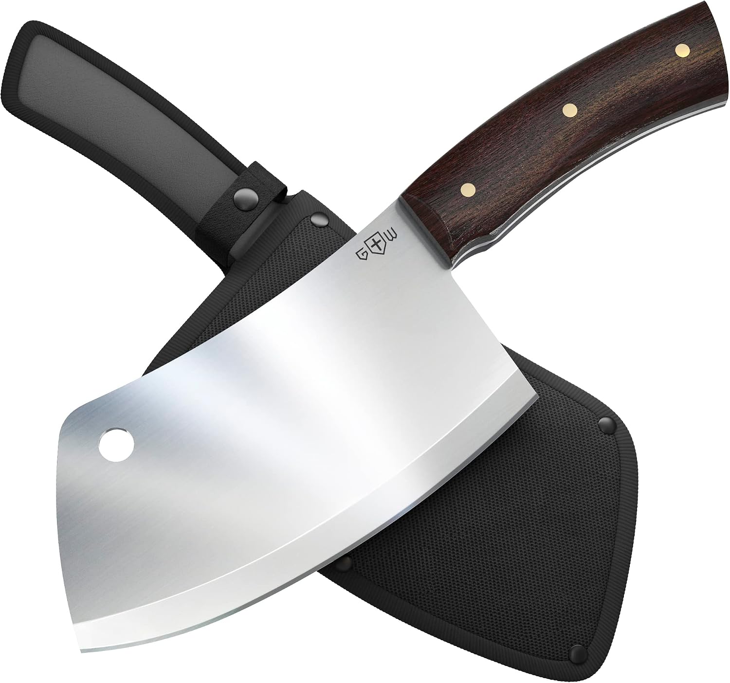 Grand Way Butcher Knife - Cleaver Knife for Meat Bone Vegetable Fruit Knife - Indoor Outdoor Cooking Utensil -