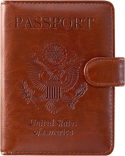 ACdream - Tarjetero, organizador de viaje o protector con función doble para pasaporte y tarjeta de vacunación, con funda con ranura, de cuero, para