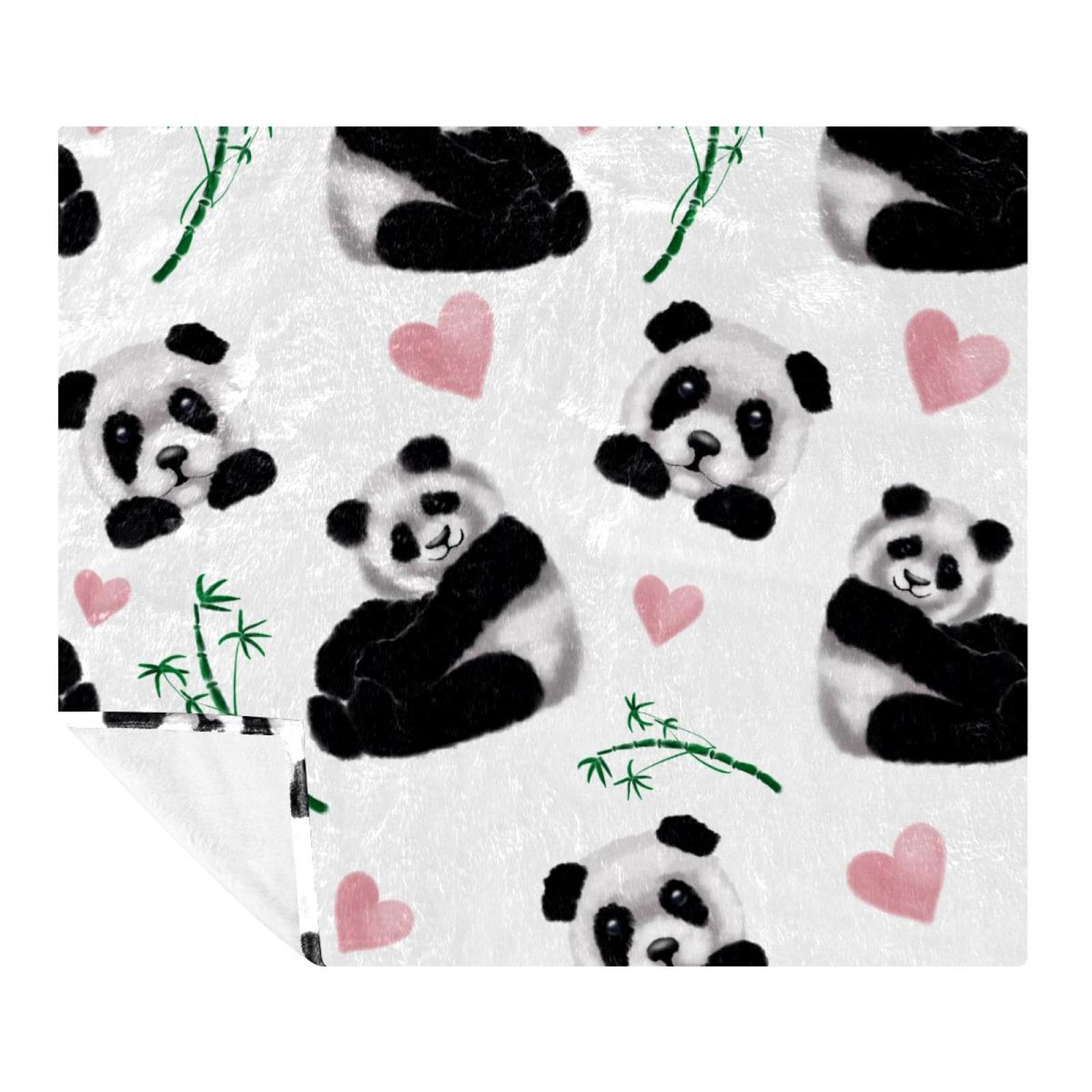 Couverture polaire panda 150x200 cm en flanelle douce pour lit double