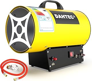 Chauffage d'appoint Gaz 18-30 kW Puissance Réglable Canon à Chaleur Radiateur Soufflant à Gaz Chauffage Radiant Souffleur d'air Chaud de Chantier, Jaune