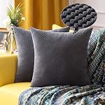 MIULEE Pack of 2 Decorative Throw Pillow Covers Soft Pellets Soild Cushion Case Dark Grey Pillow Cases for Couch Sofa Bedroom Car 18 x 18 Inch 45 x 45 cm