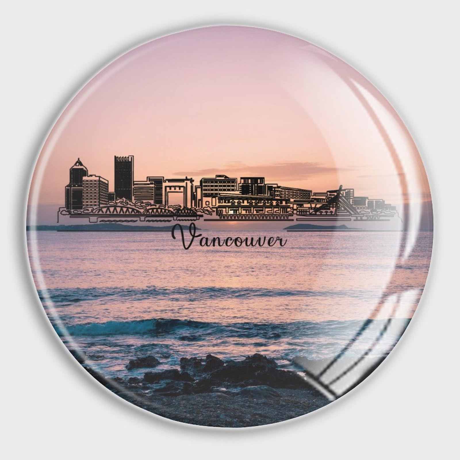 Aimants de réfrigérateur Vancouver en verre lot de 4 pour tableau blanc de cuisine