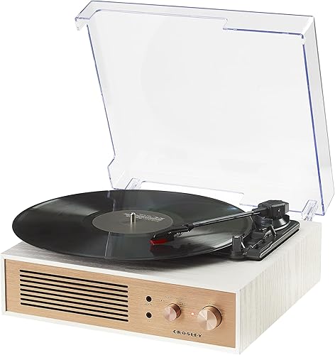 Miniatura 13 de Crosley CR6045A-CR Miles Tocadiscos Reproductor de Discos Bluetooth de entrada/salida de 3 velocidades con altavoces incorporados, crème