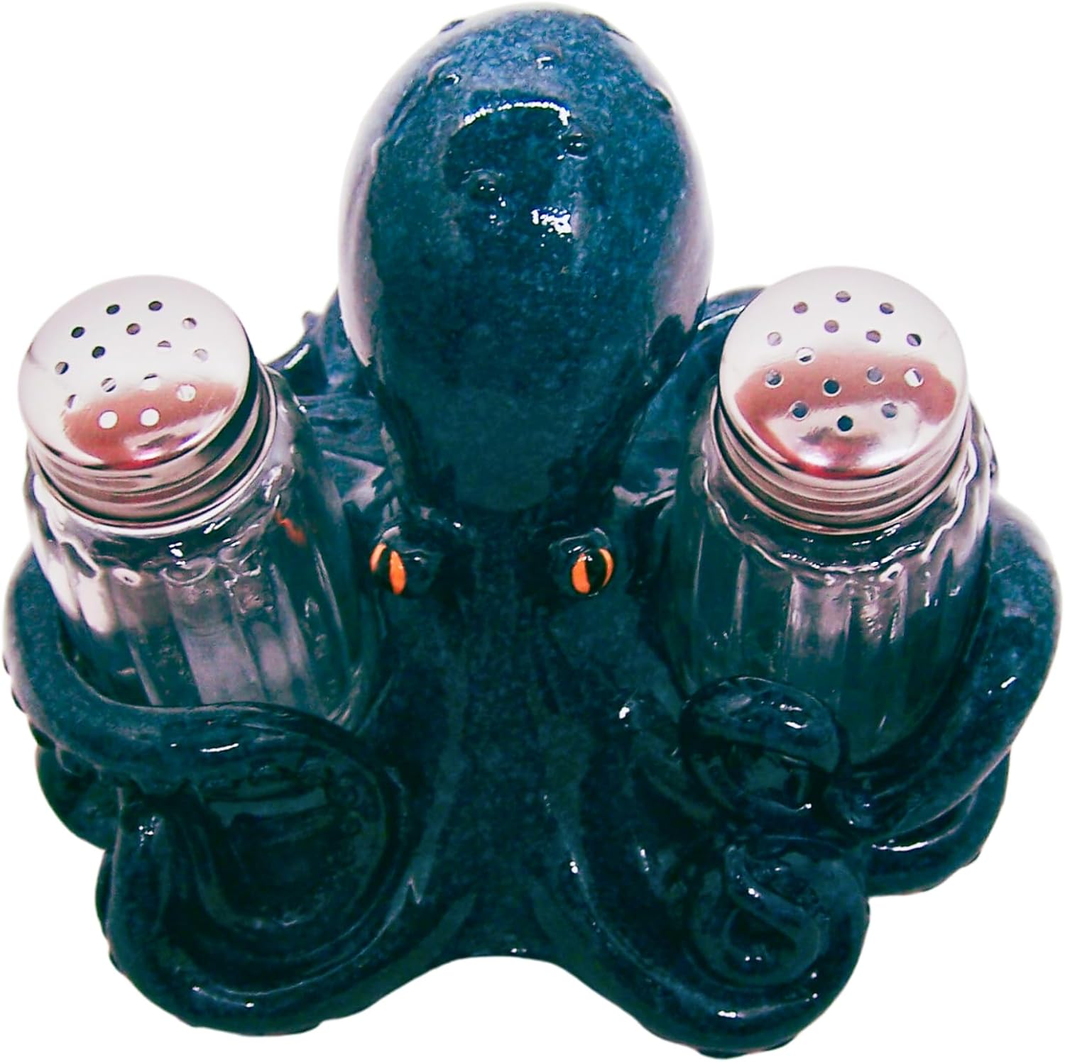 Nautical Kitchen & Bar Decor- Octopus Salt and Pepper Set Holder, Shakers Included, 5.75 Inches