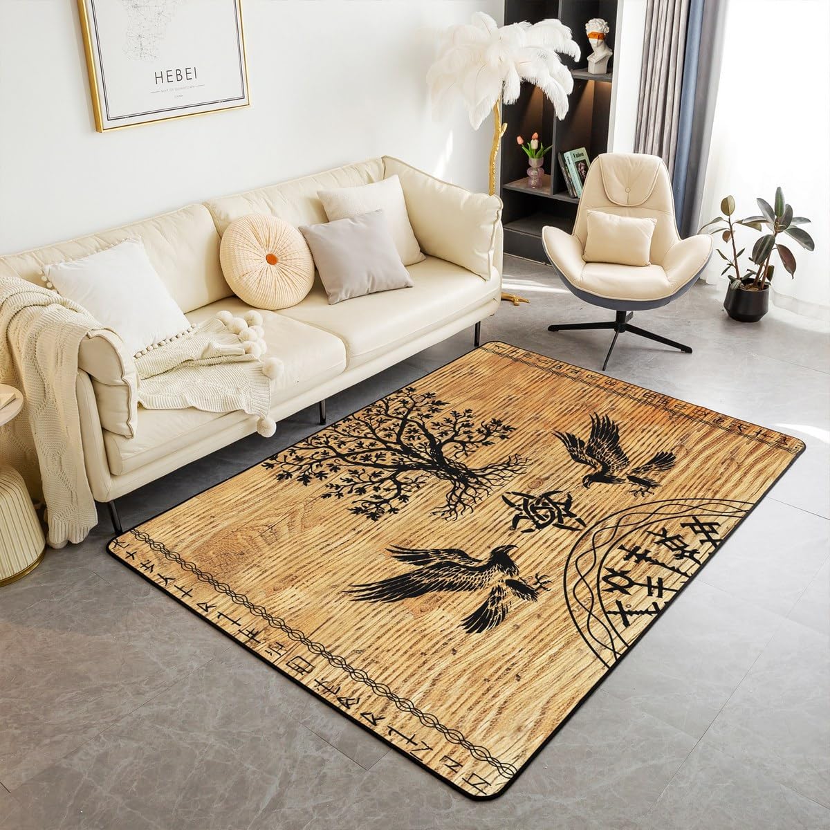 jejeloiu Rodeo Cowboy Style Area Rug 3x5 Western Living Room Rugs for Kids Boys Girls Bedroom Boho Decor Carpet with Non-Slip Backing Indoor Floor Mat Soft Polyester