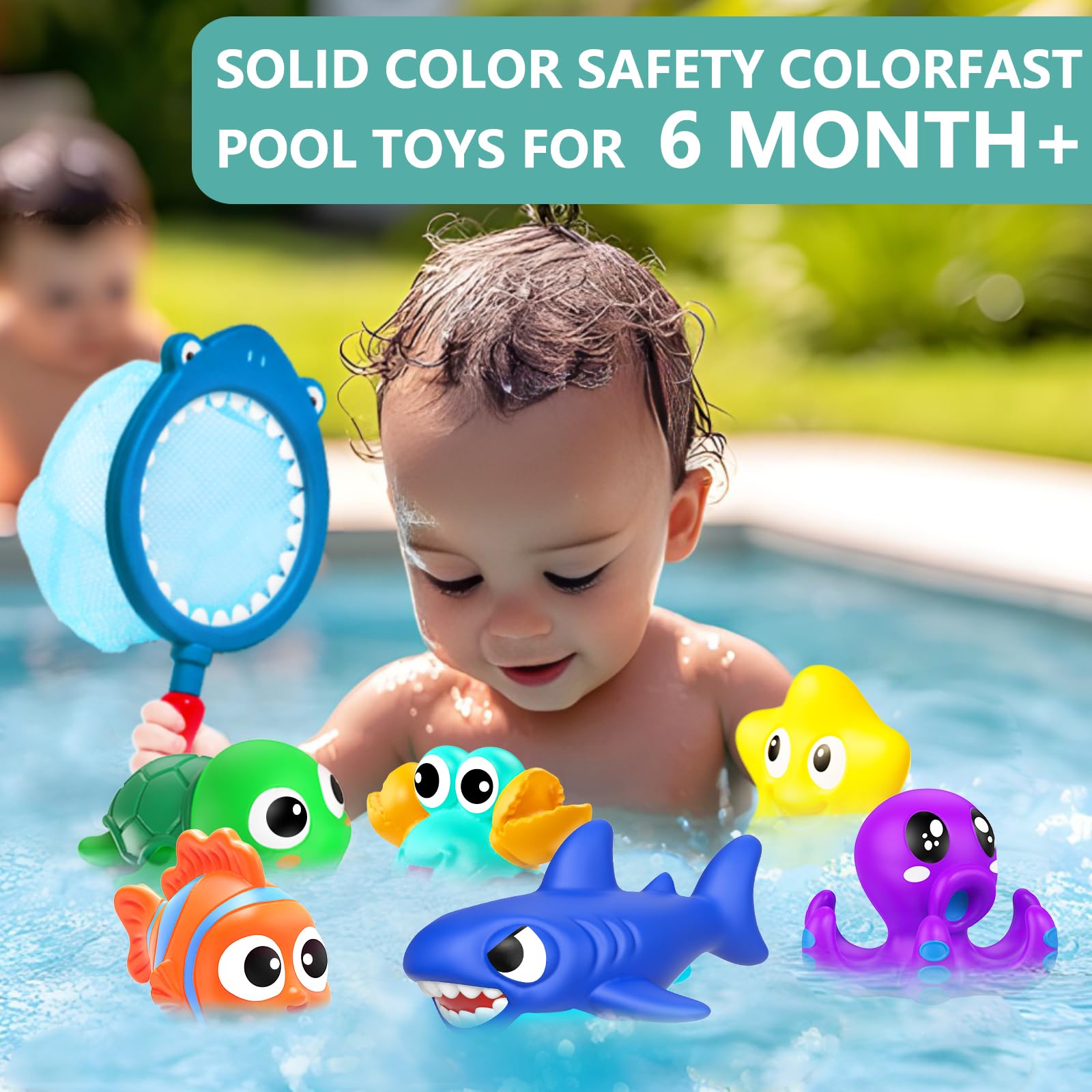 Juguetes de baño sin moho sin agujeros para niños de 1 a 3 años, juguetes de agua para bebés y niños pequeños, juguetes de baño de animales del océano para bañera, ducha, playa, piscina, mesa 5