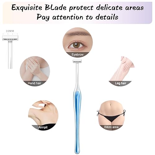 Miniatura 5 de 3 piezas de recortadora manual de afeitar, mini depilación en forma de T para línea de bikini, cejas, rostro y barba de precisión con diseño