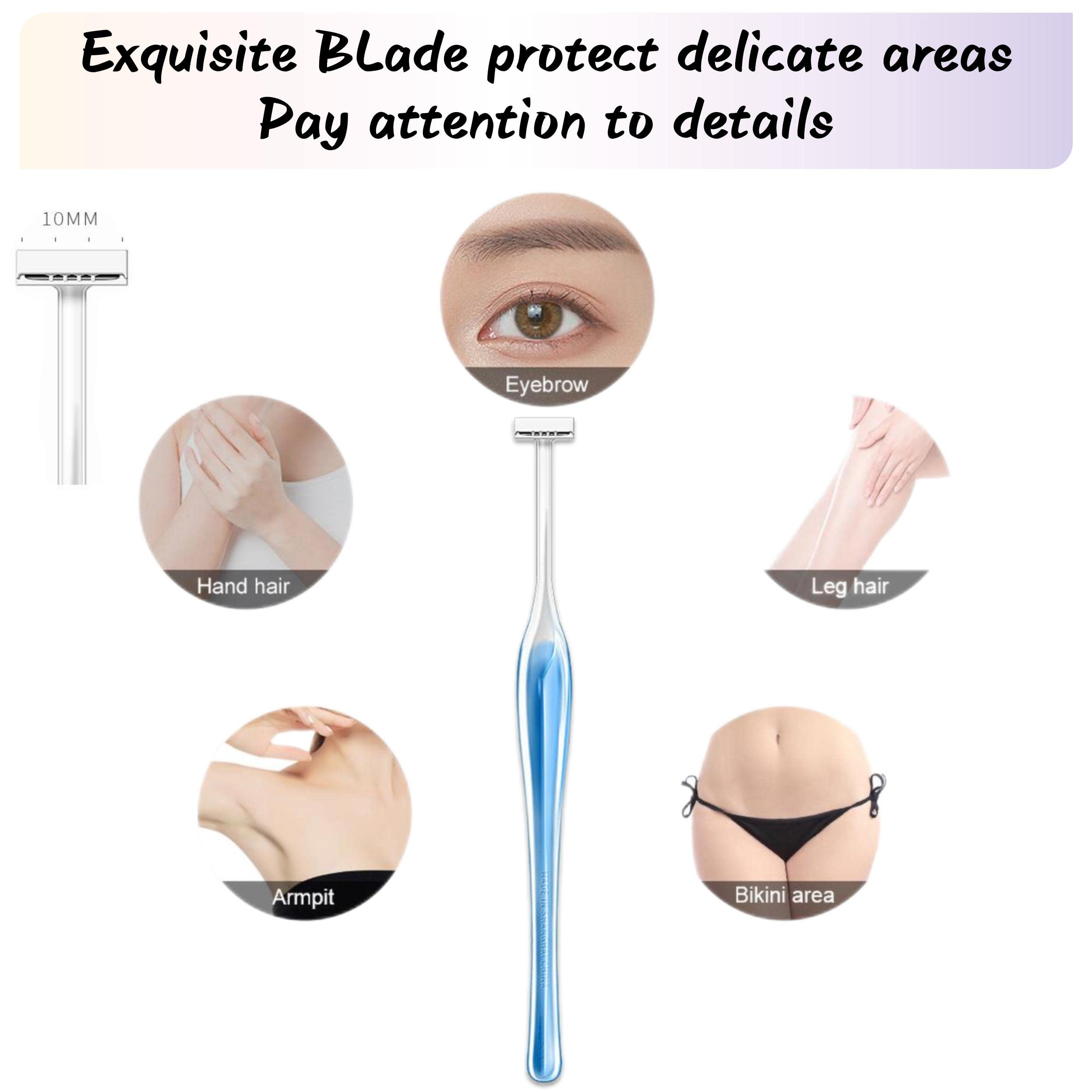 3 Pcs Manual Razor Trimmer, T-Shaped Mini Hair Removal for Bikini Line, Eyebrows, Face & Beard Precision Grooming with Skin-Friendly Design Reusable Personal Care Tool for Women & Men(3 T Trimmer) 4
