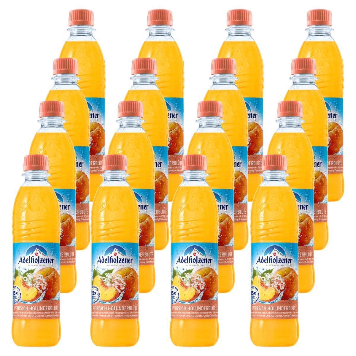 Adelholzener Pfirsich Holunderblüte 16 Flaschen je 0,5l inkl. Mehrweg Pfand