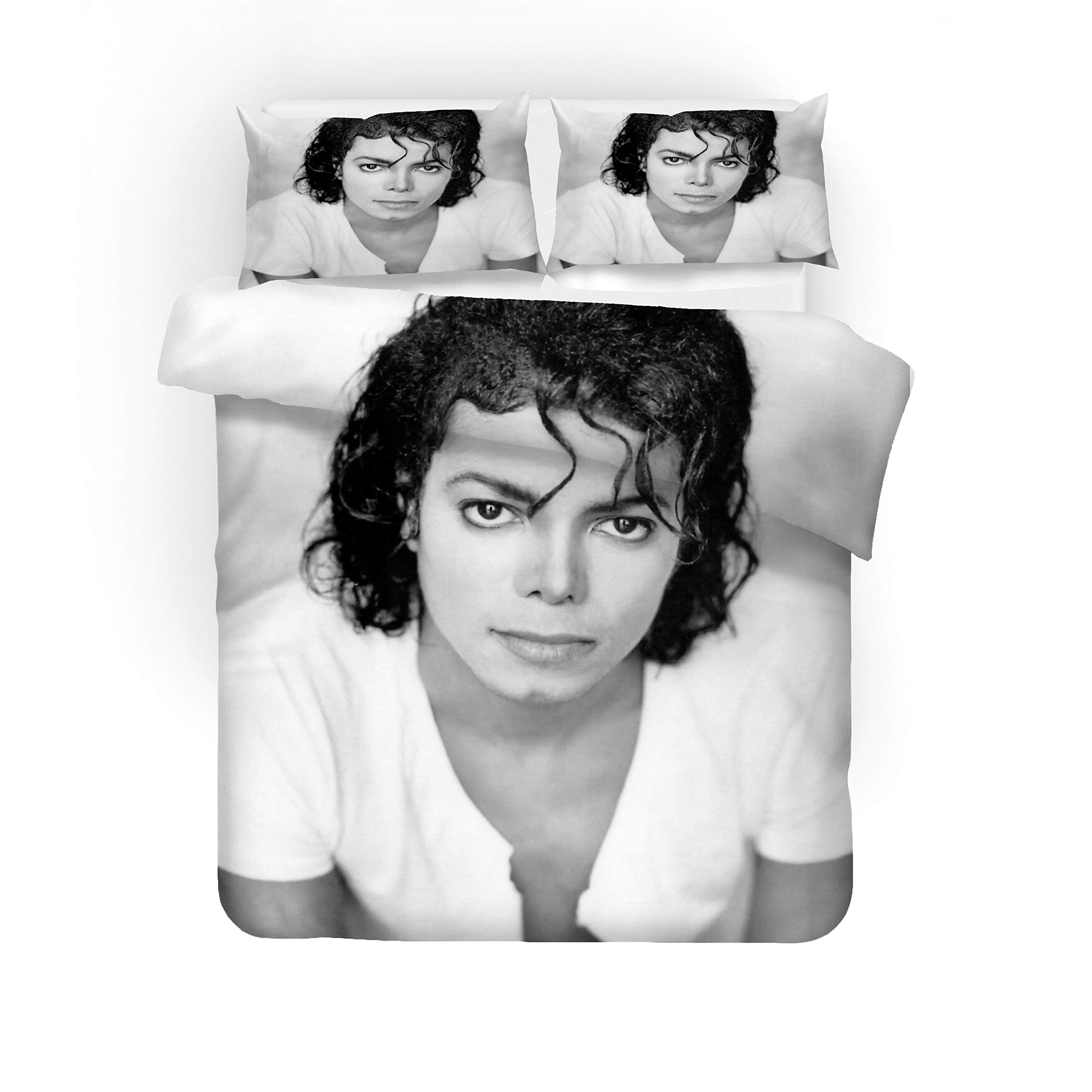 NICHIYO Michael Jackson Bed Linen Set - Duvet Cover and Pillowcase, Microfibre, 3D Digital Print Three-Piece Bedding (Duvet Cover + Pillowcases) (4, Super King 220 x 260 cm)