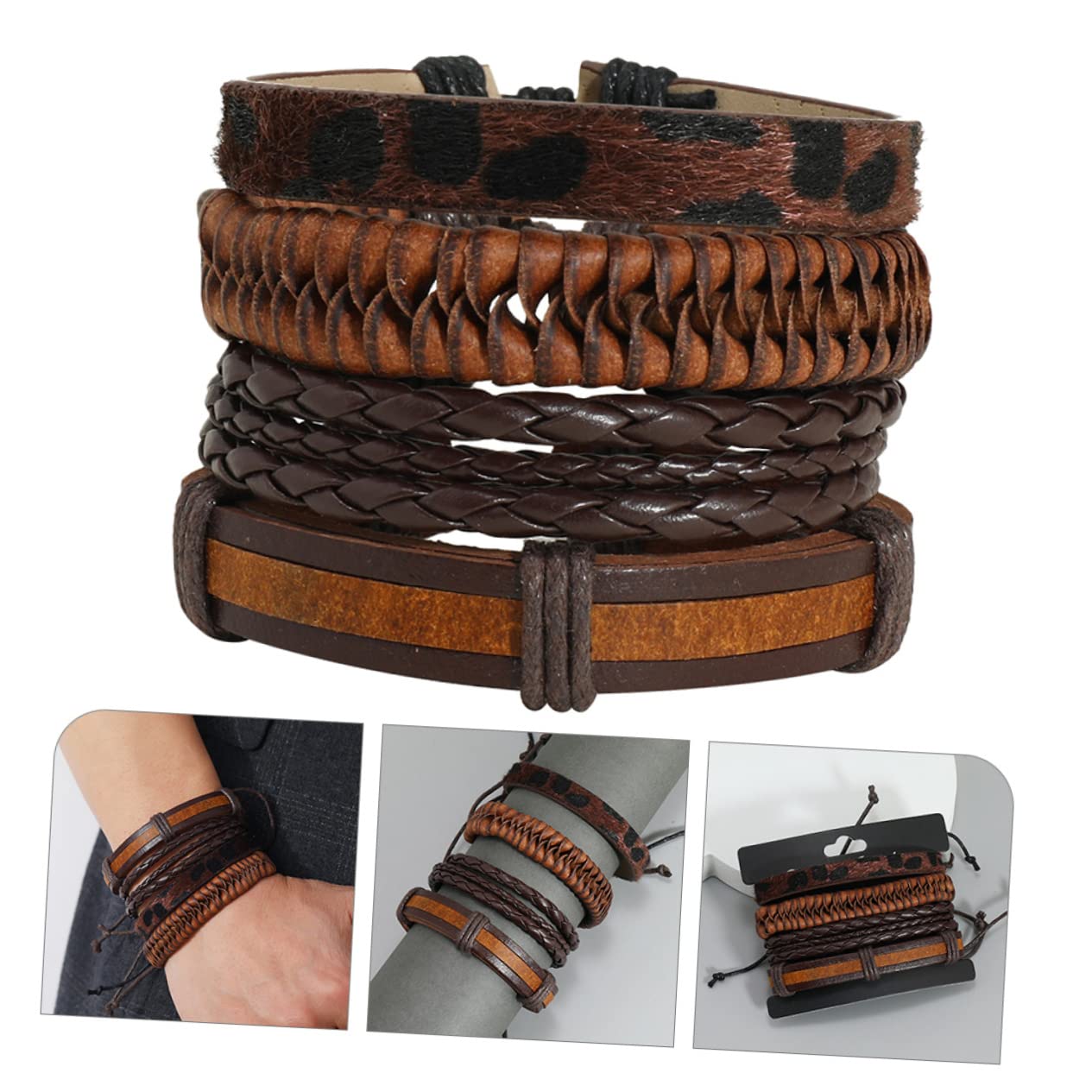 Beavorty 32piezas Brazalete De Cuero Trenzado Ajustable Unisex Para Mujeres y Hombres Joyería Retro De Moda Para Cumpleaños y Días Especiales