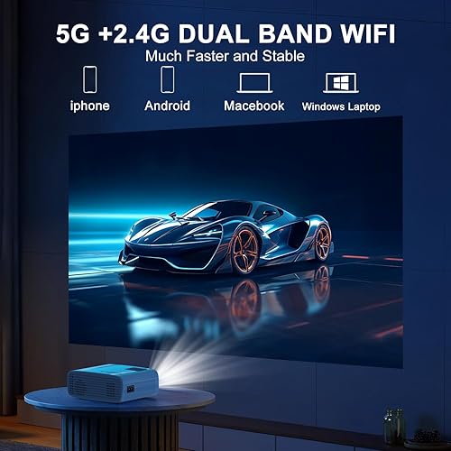 Miniatura 3 de TMY Proyector con WiFi y Bluetooth, mini proyector nativo de 1080P, proyector portátil con zoom del 50%, compatible con TV