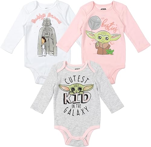 Star Wars The Mandalorian Baby Grogu - Body de manga larga (3 unidades)