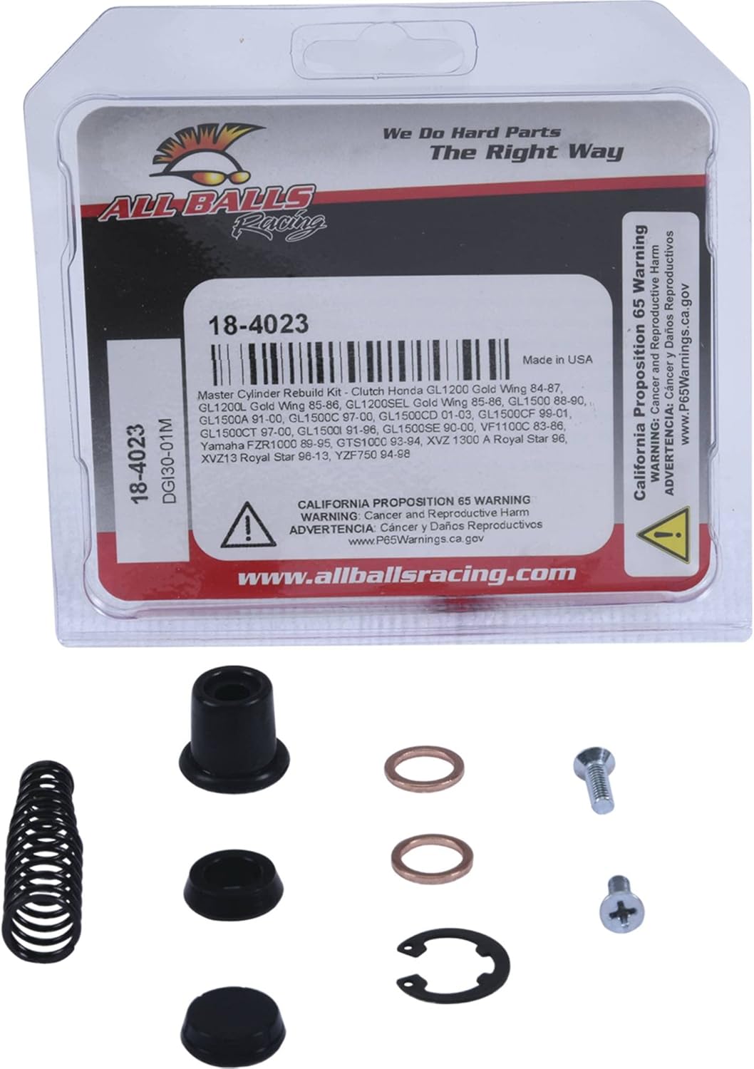 All Balls Racing 18-4023 Clutch Master Cylinder Kit Compatible with/Replacement For Honda GL1200 Gold Wing 1984-1987, GL1200L Gold Wing 1985-1986, GL1200SEL Gold Wing 1985-1986, GL1500 1988-1990