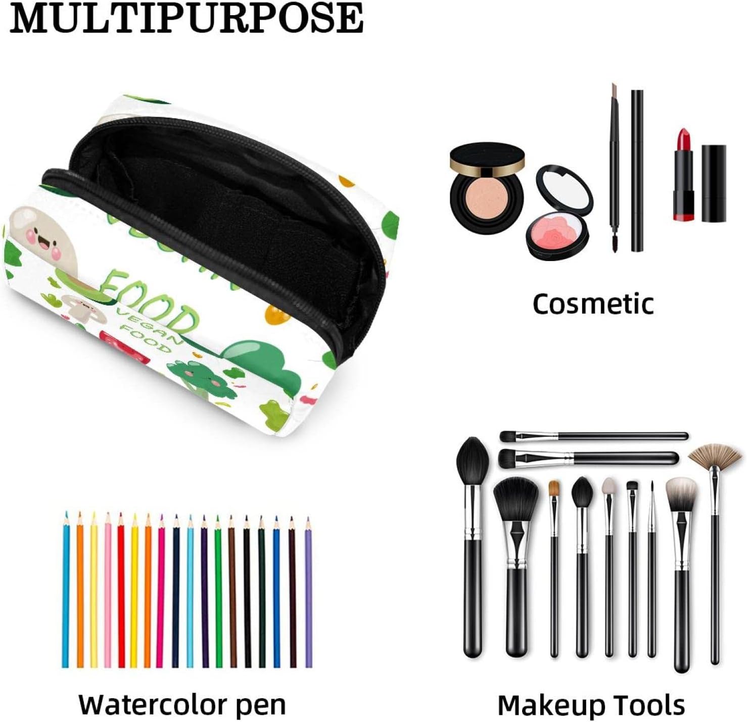 Travel Personalized Makeup Bag Cosmetic Bag Toiletry bag for women and girls Vegan Food-01 image 4