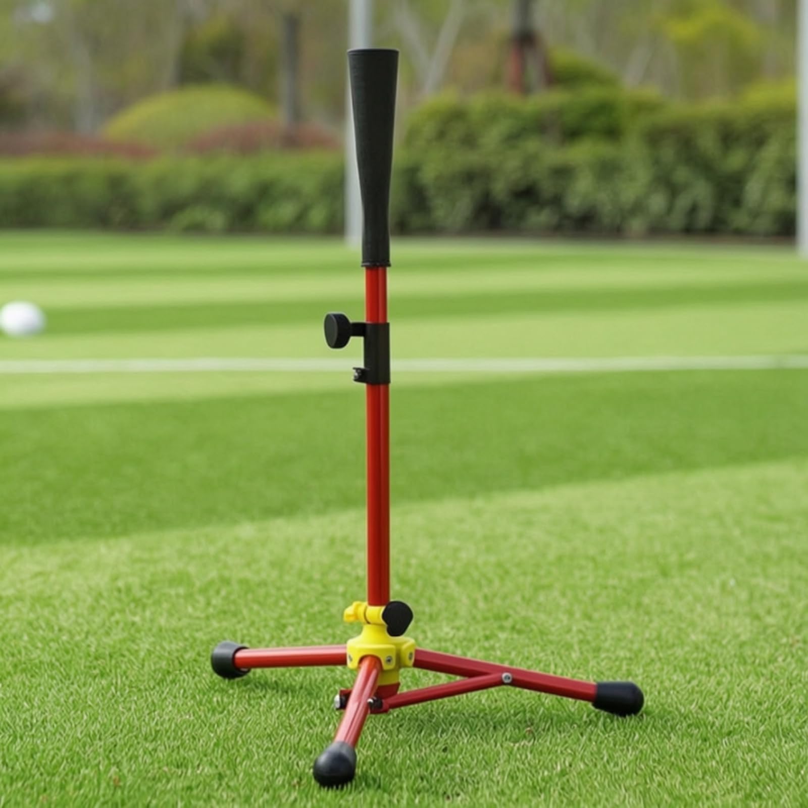 Baseball Trainingsständer Schlagtee Ballständer Schlaghilfe Trainingsgerät mit Stabilem Dreifuß Und Antirutsch-füßen Verstellbare Höhe Tragbar mit, Schwarz, Erwachsenenmodell Ausziehbar 115cm