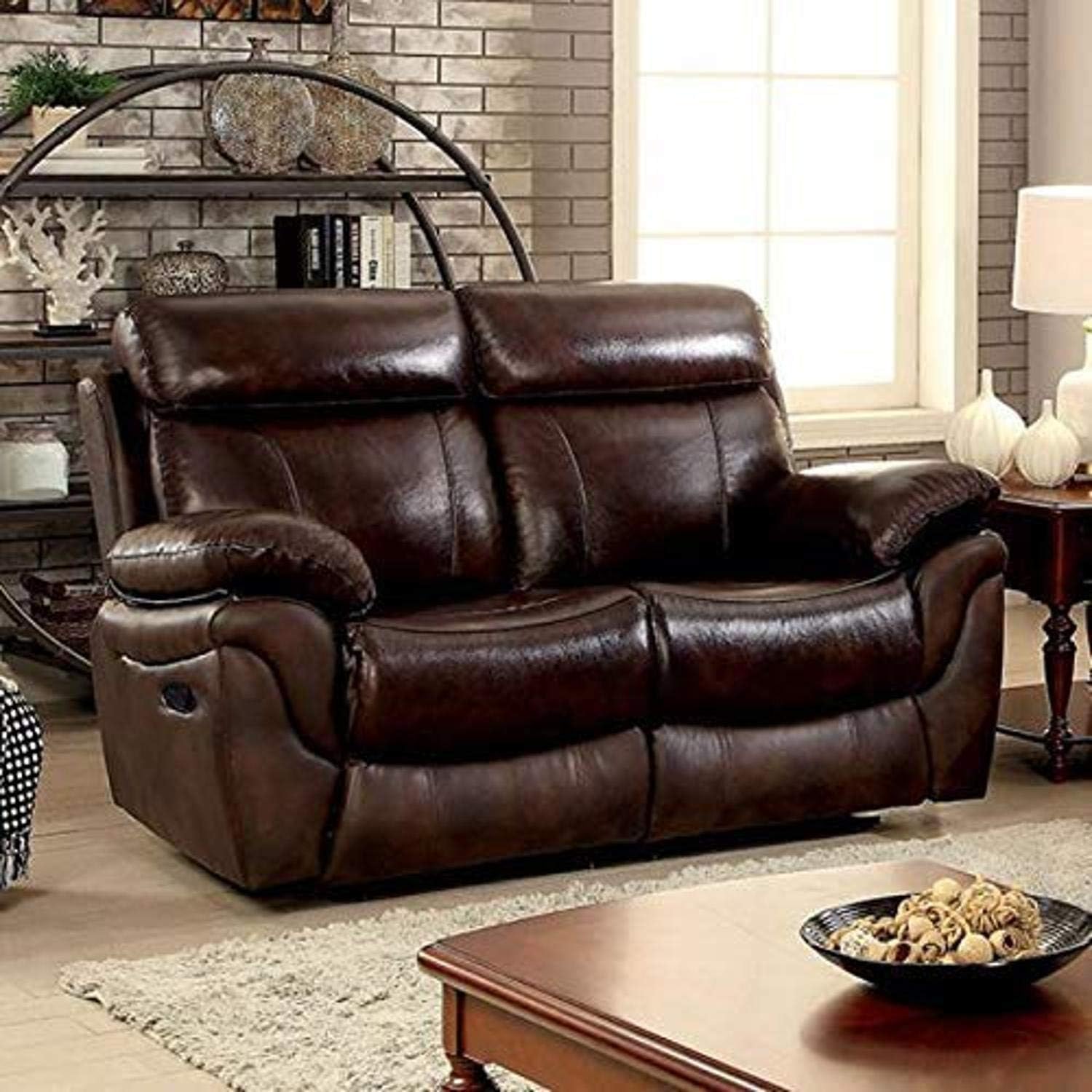 Furniture of America Loveseat, Brown Home & Kitchen