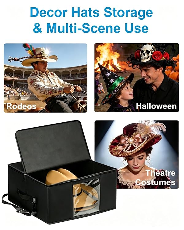 Cowboy Hat Box with 6-Side Support, Storage Case for Fedora & Panama Hats by Allgawise - Used condition - Image 7