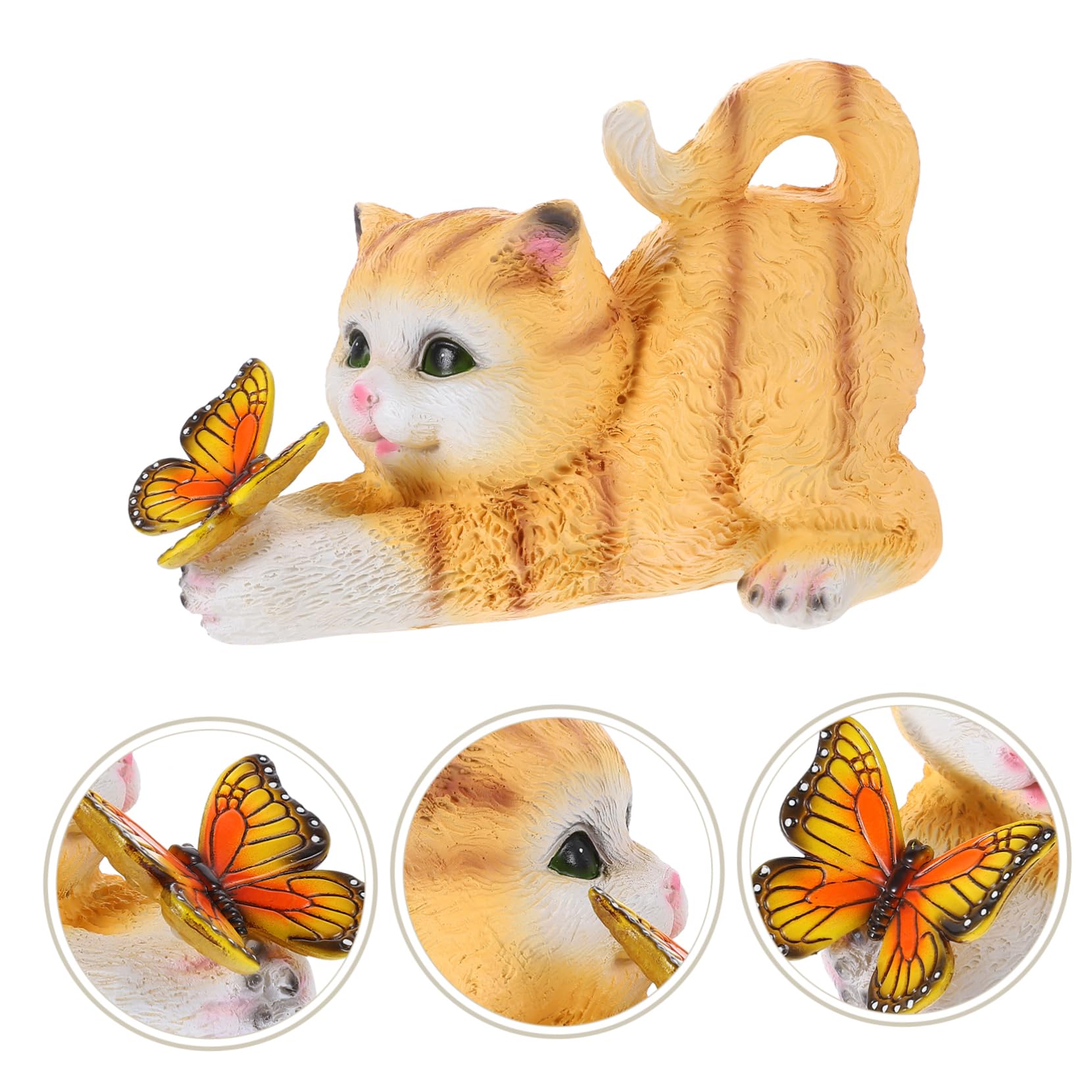 TOYANDONA Tisch Katzenfigur aus Kunstharz in Gelb, Realistische Nachbildung | Kätzchenmodell für Passende Räume, Dekorative Tierfigur für Sammler und Katzenfreunde, Kompakte Deko