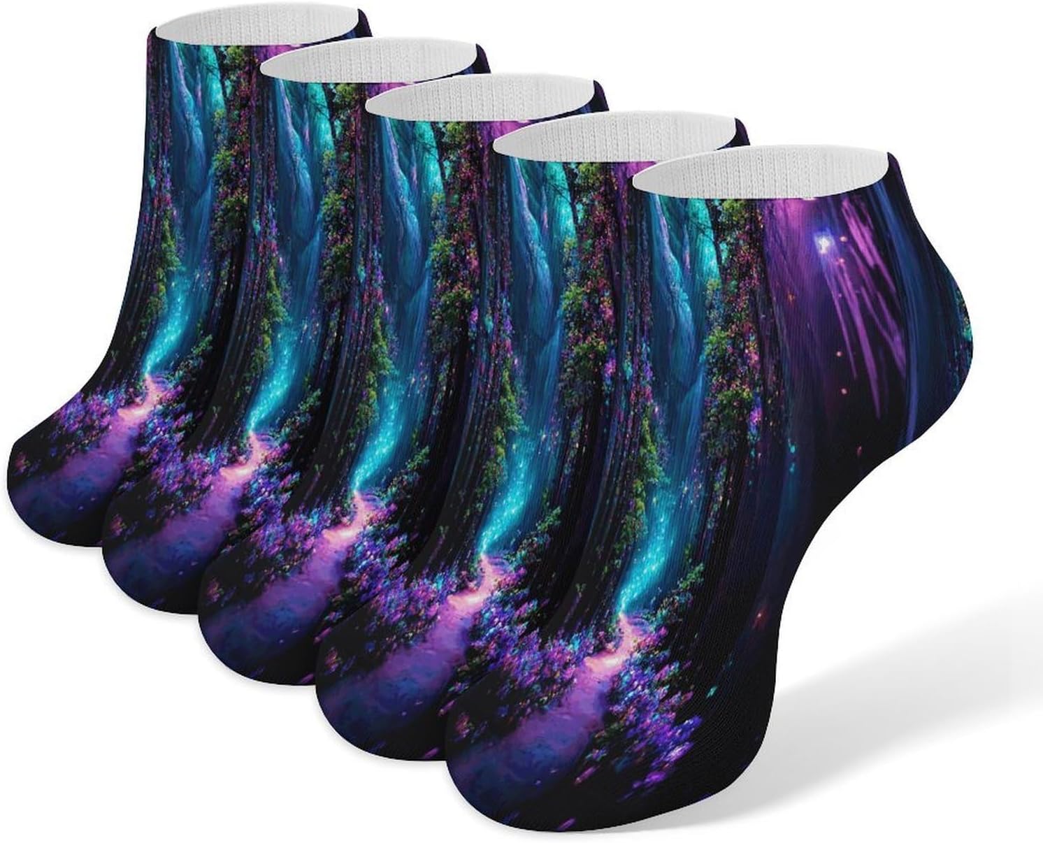 Fluorescent Flower Valley 5Pairs Low Cut Ankle Socks for Women No Show Casual Breathable Athletic Socks for Sport
