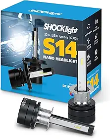 Par de Lâmpadas Automotivas Headlight S14 Nano H3 6000K 12V 3600LM Shocklight - SLL-140003